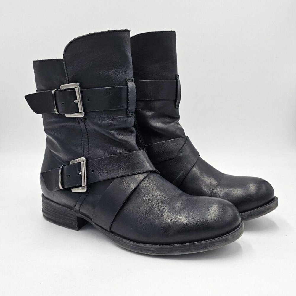 Black Ankle Boots with Buckle Details